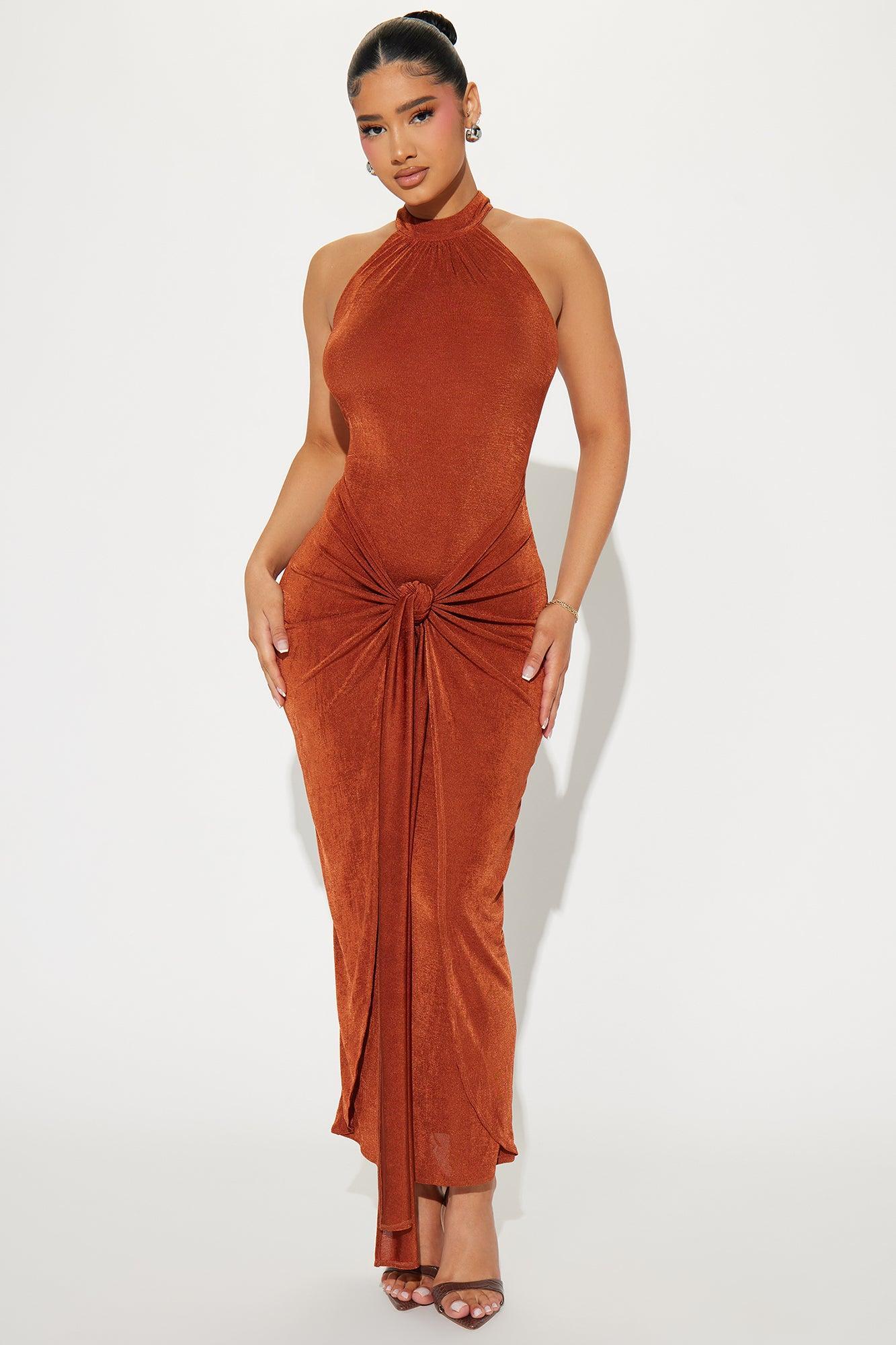 Lisa Knot Maxi Dress - Rust Product Image