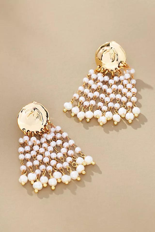 Molten Metal Pearl Fringe Drop Earrings Product Image