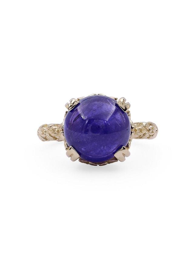 Womens Luxury 18K Yellow Gold & Tanzanite Ring Product Image