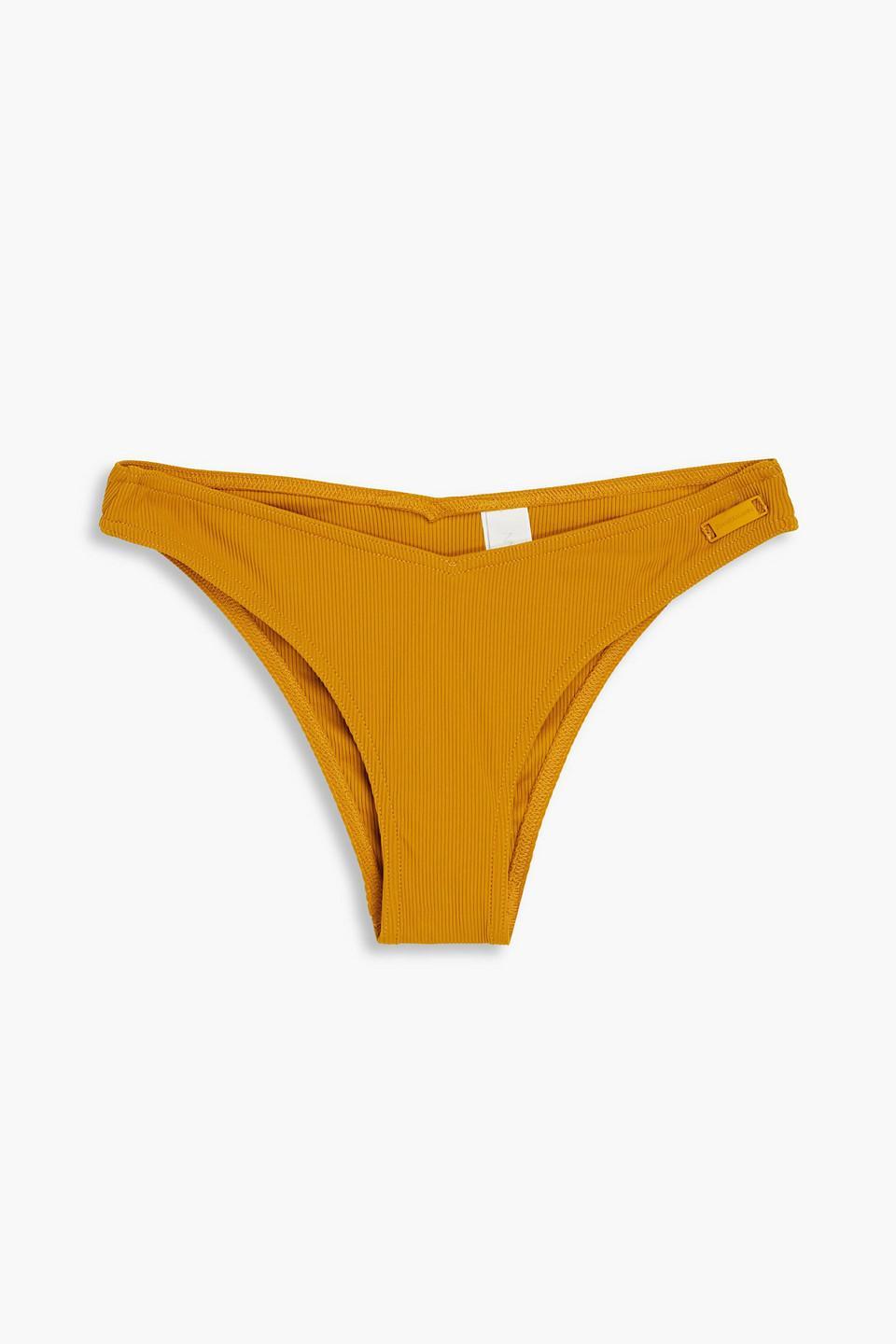 Separates Texture Ribbed Low-rise Bikini Briefs In Mustard Product Image