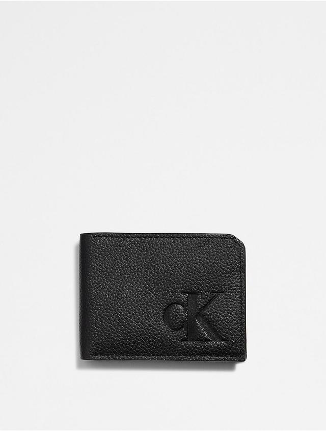 Calvin Klein Mens Pebble Leather Slim Bifold Wallet - Black Product Image