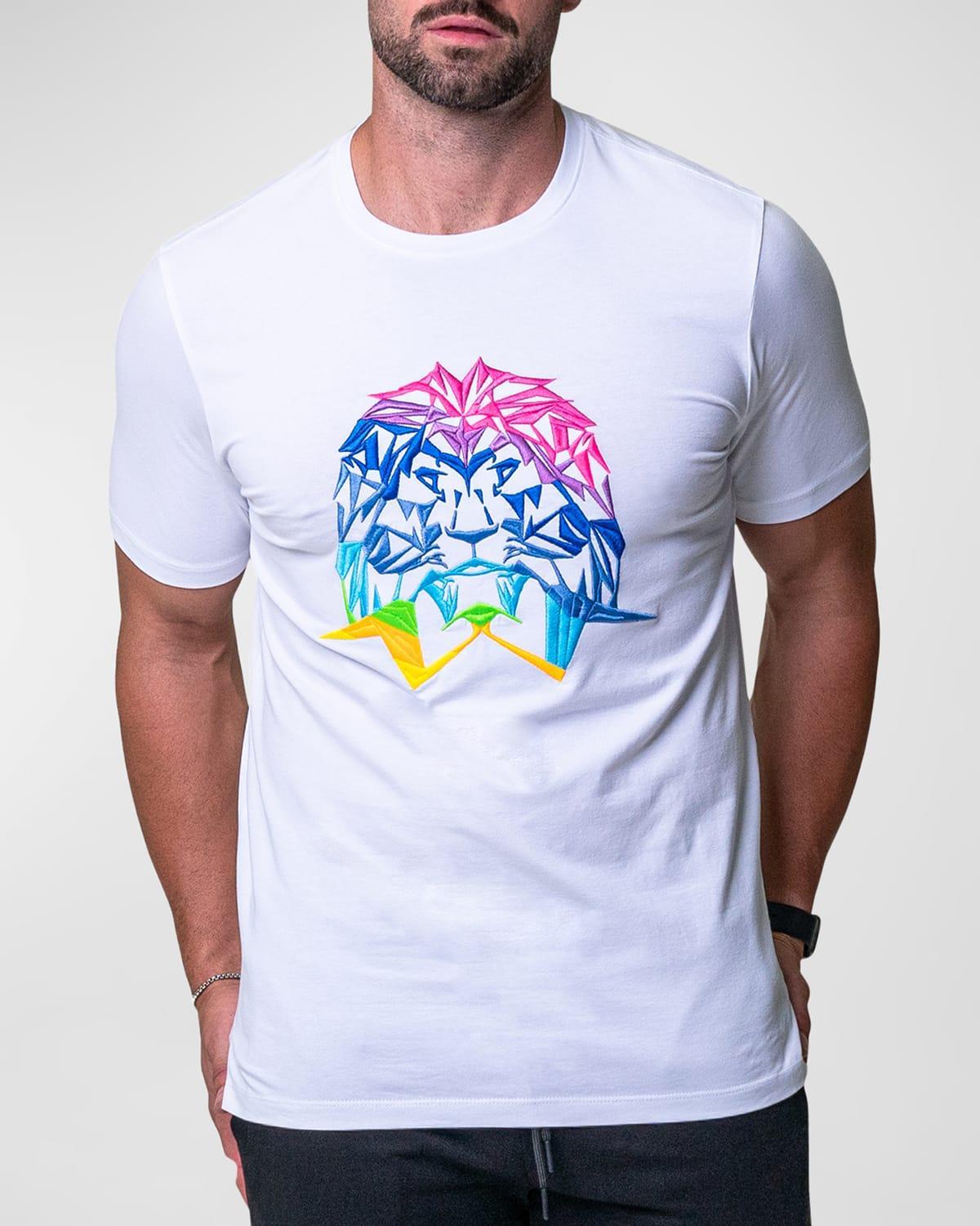 Maceoo Lion Face Embroidered T-Shirt Product Image