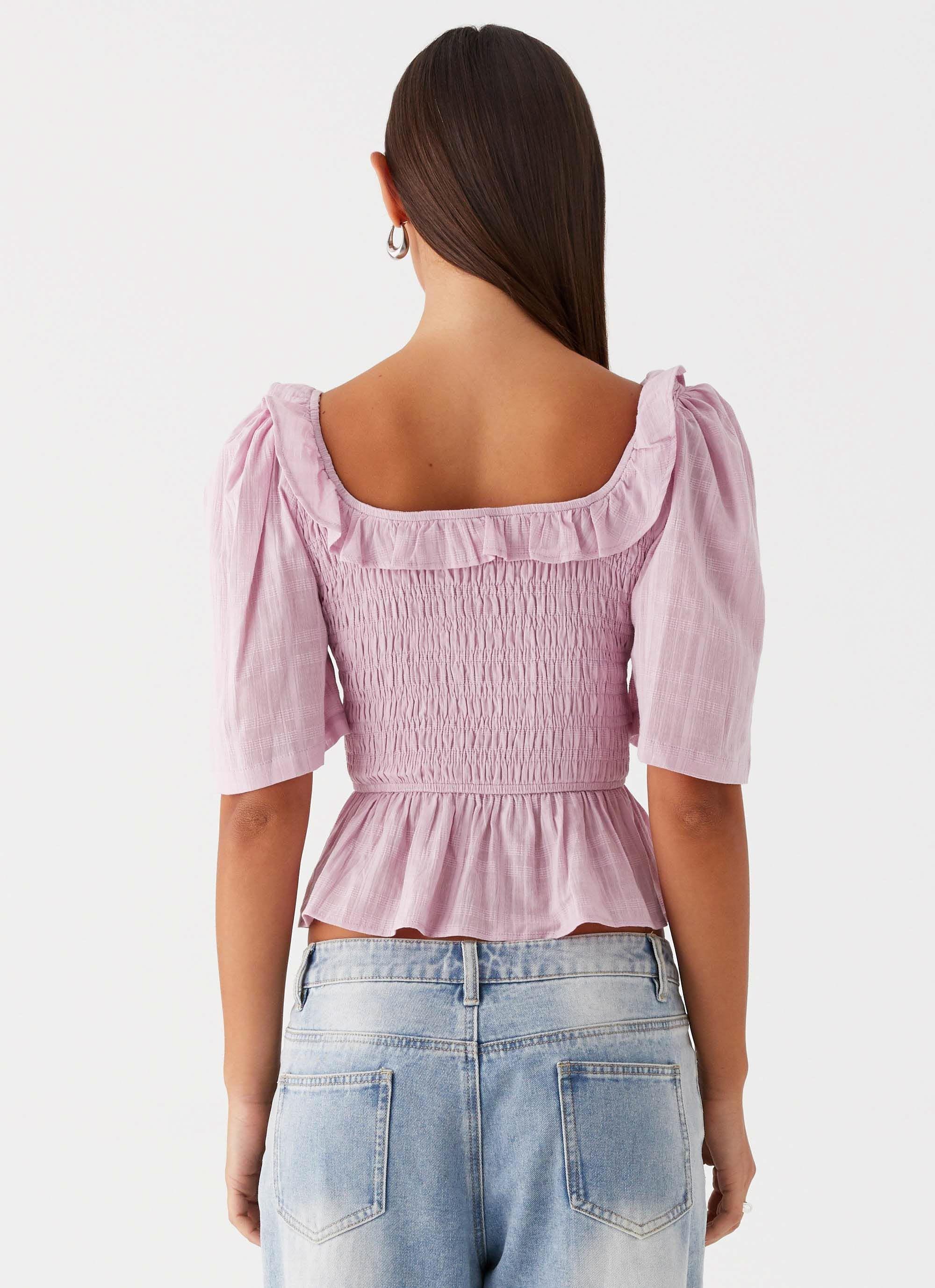 Hidden Gem Shirring Top - Purple Product Image