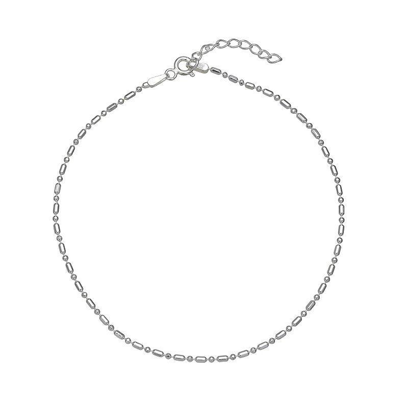 PRIMROSE Sterling Silver Dash Beaded Chain Anklet, Womens Product Image