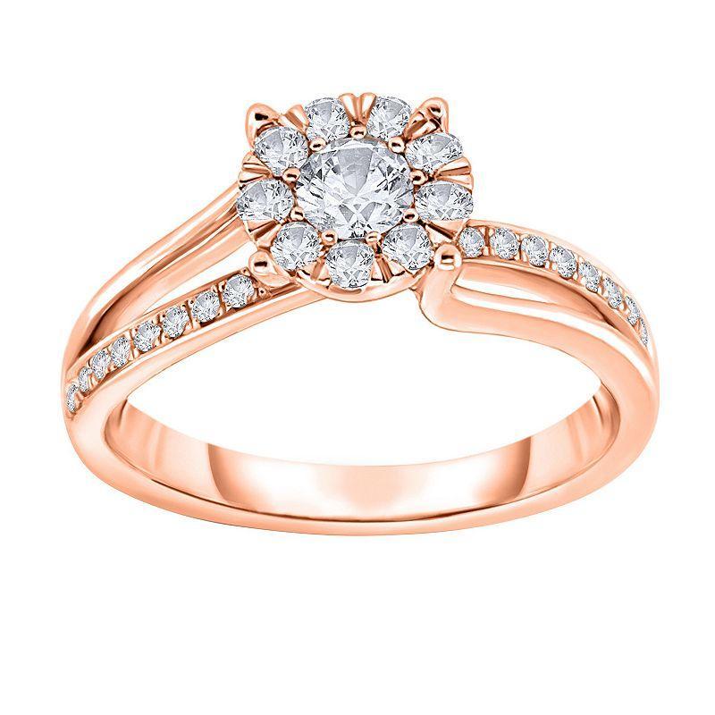 14k Rose Gold 3/8 Carat T.W. Diamond Engagement Ring, Womens Product Image