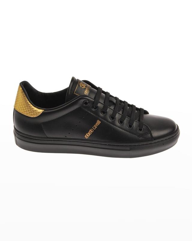 Roberto Cavalli Men's Bicolor Leather Low-Top Sneakers - Size: 40 EU (7D US) - BLACK Product Image