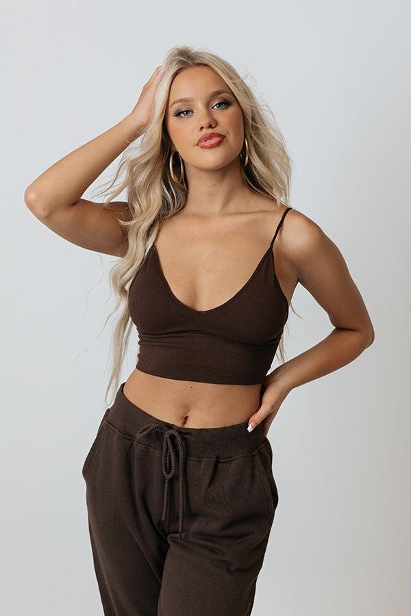 Cute Calling Long Line Bralette In Brown Product Image