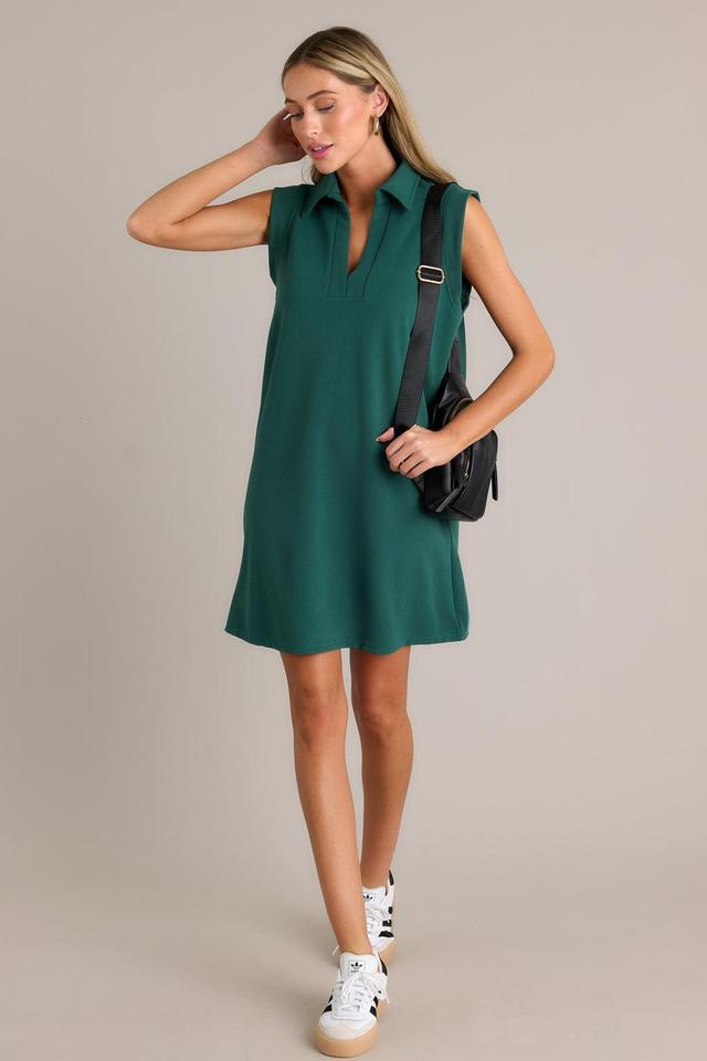 Poised Perfection Forest Green Collared Mini Dress Product Image