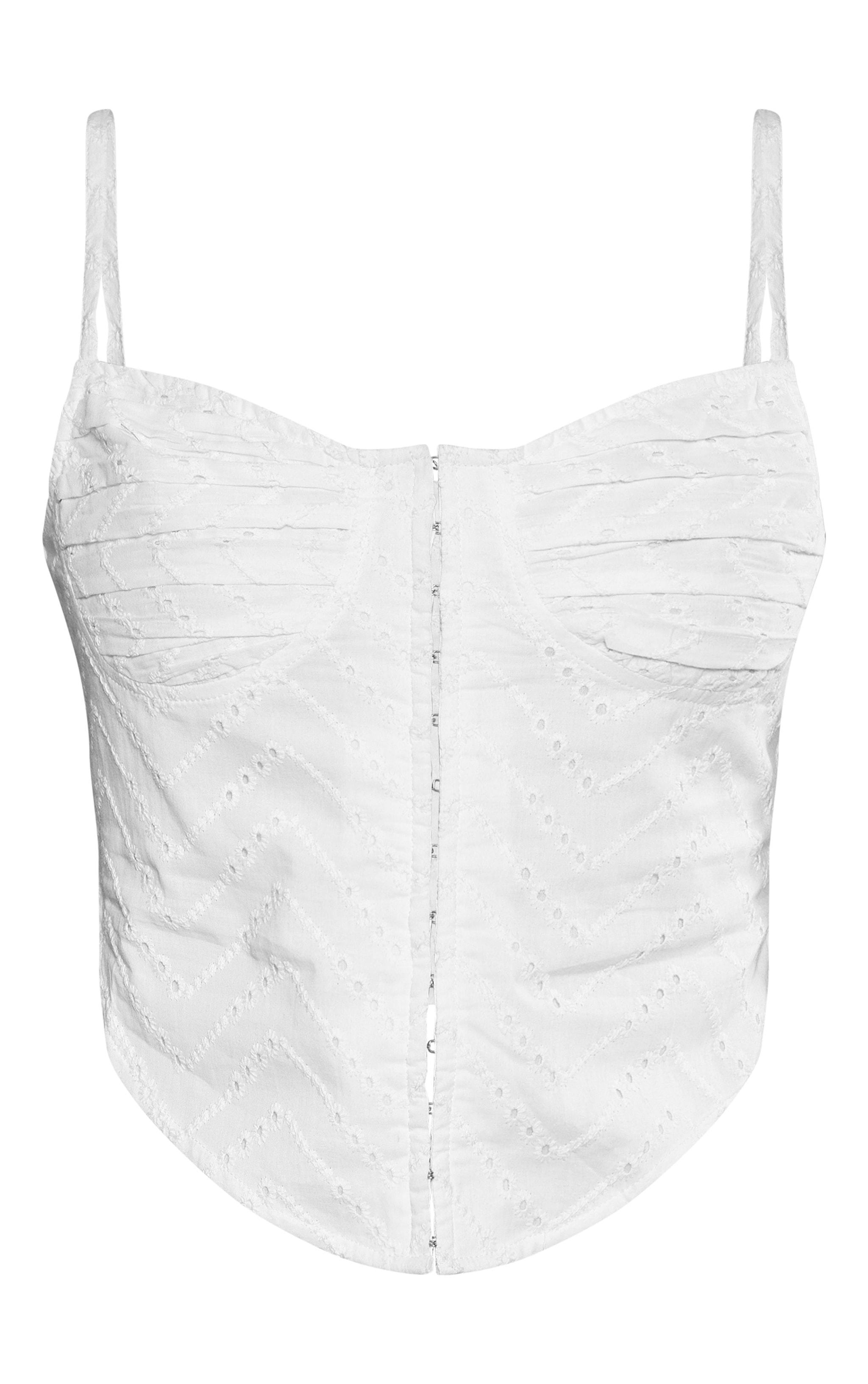 White Broderie Anglaise Hook & Eye Corset Product Image