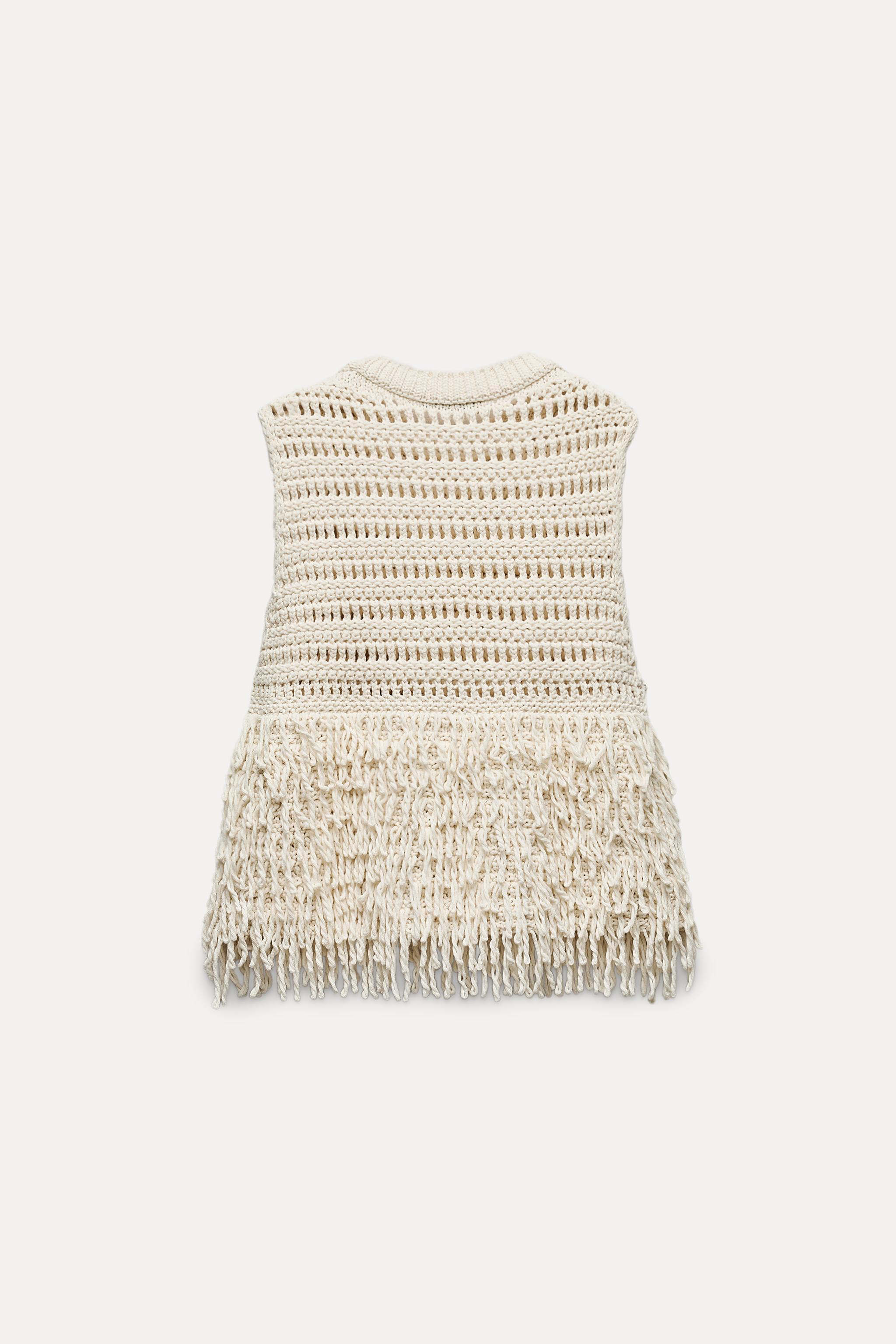 TEXTURED KNIT TOP WITH FRINGE Product Image