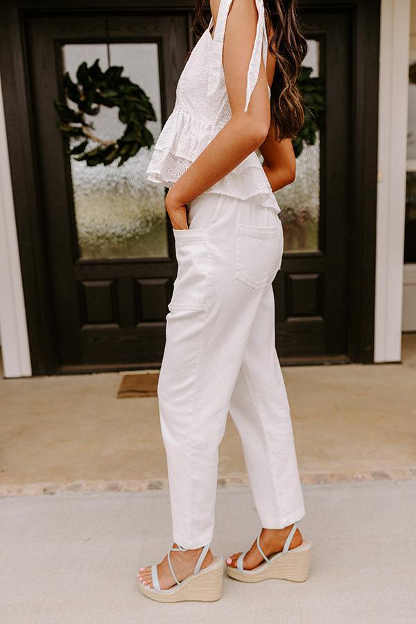 The Lari High Waist Button Up Trousers in Ivory Product Image