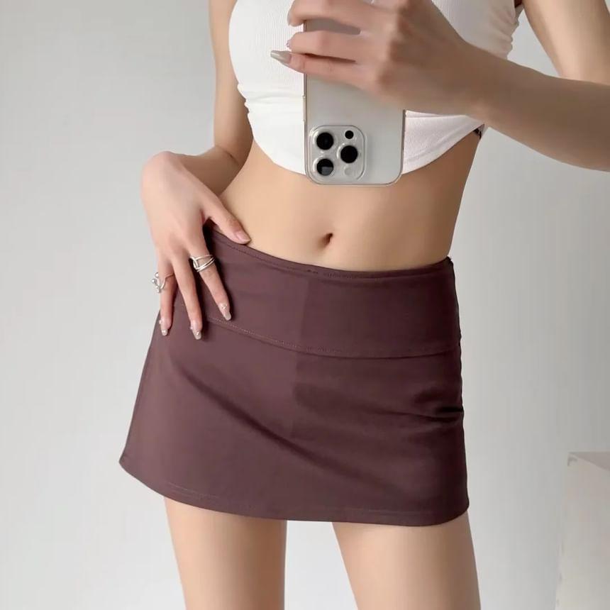 High Rise Plain A-Line Mini Skirt Product Image