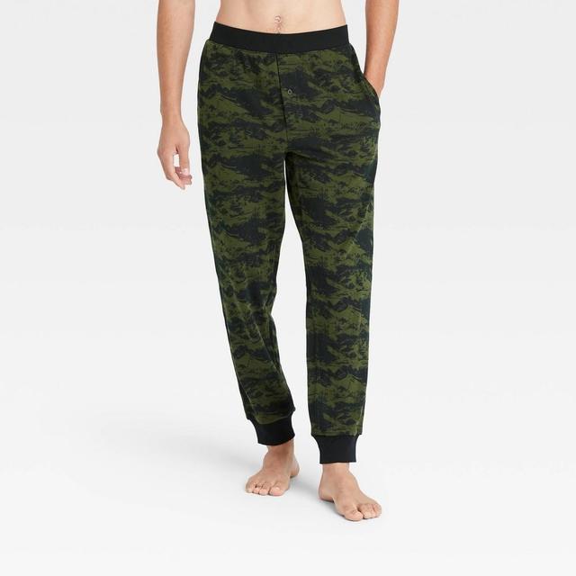 Mens Big & Tall Camo Print Knit Jogger Pajama Pants - Goodfellow & Co Fern Green XLT Product Image