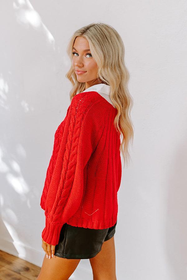 Cabin Parkway Cable Knit Sweater in Red Product Image