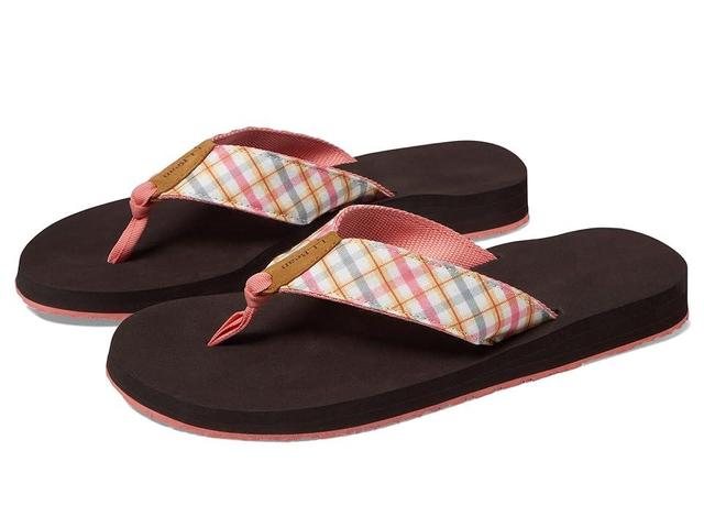 L.L.Bean Classic Maine Isle Flip-Flop 3 Woven Print (Dark Fern/Sunrise Pink Plaid) Women's Shoes Product Image