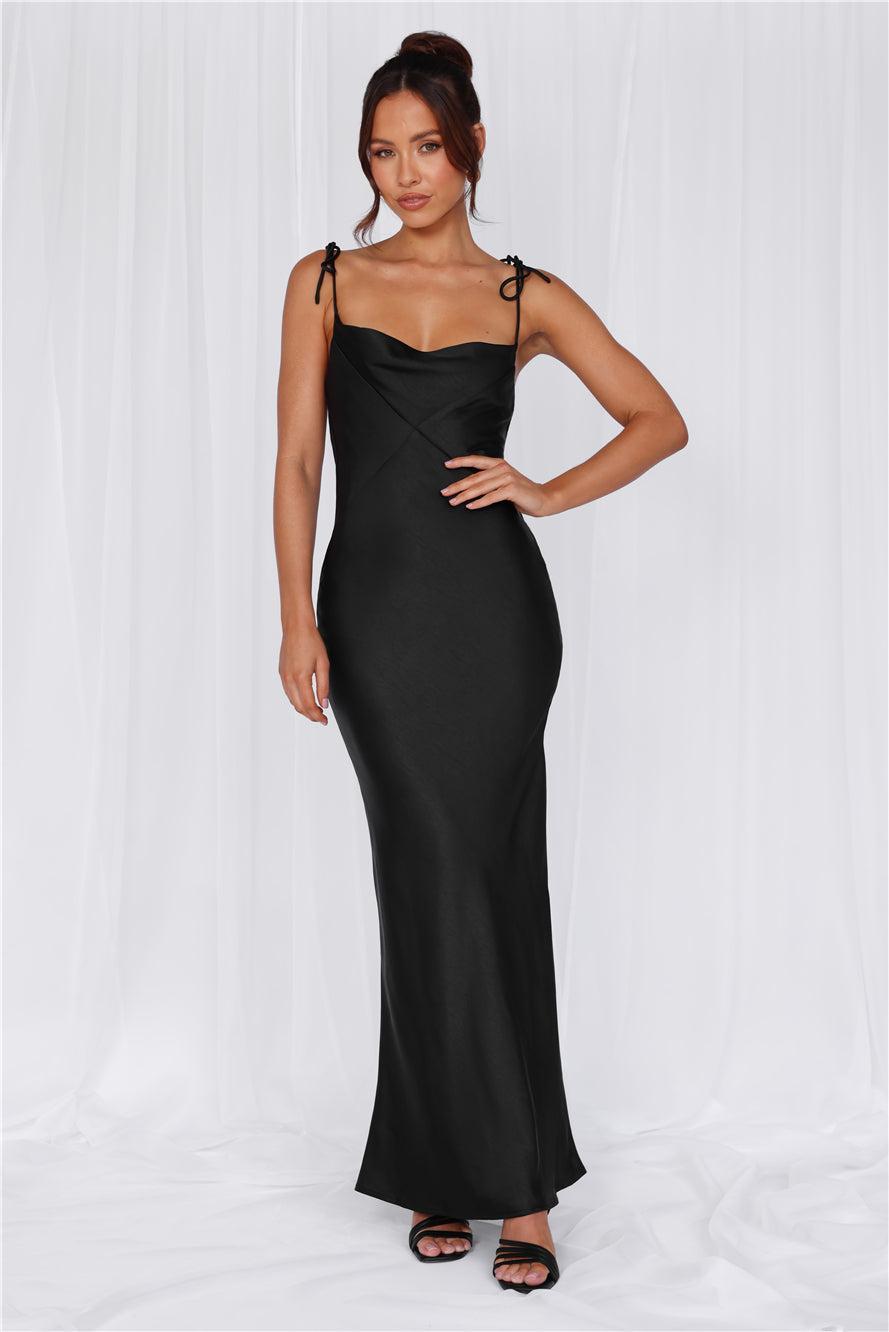 HELLO MOLLY The Penelope Cowl Satin Maxi Dress Black Product Image