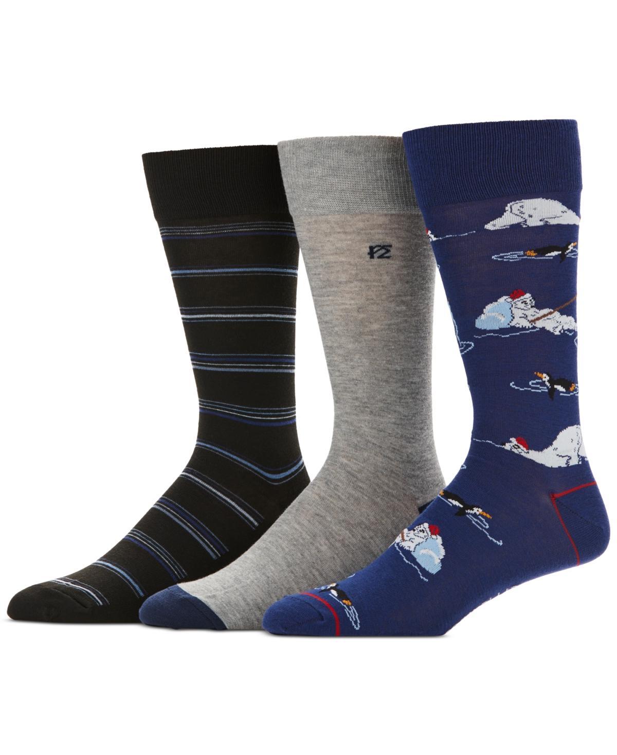 Perry Ellis Portfolio Mens 3-Pack Holiday and Polar Bear Print Dress Socks Product Image