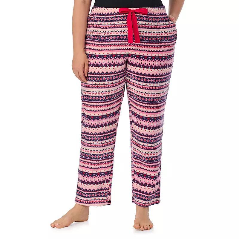 Plus Size Cuddl Duds Minky Fleece Open Leg Pajama Pants, Womens Ivory Fairisle Product Image