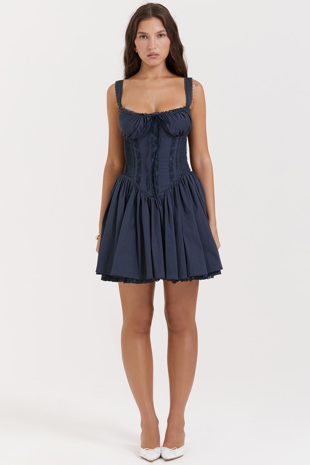 Pietra French Navy Corset Mini Dress Product Image