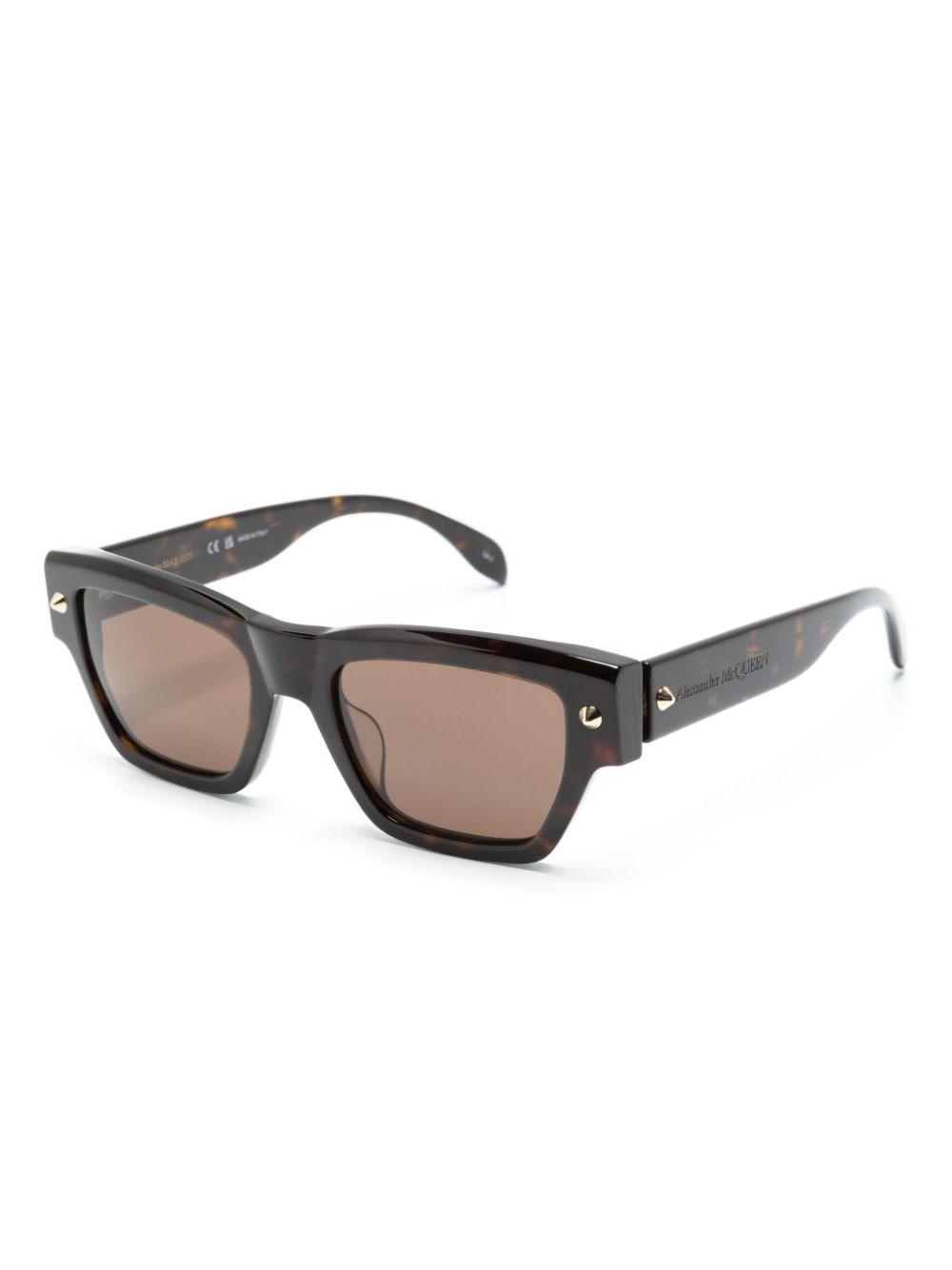 Rivet-detail Square-frame Sunglasses In Braun Product Image