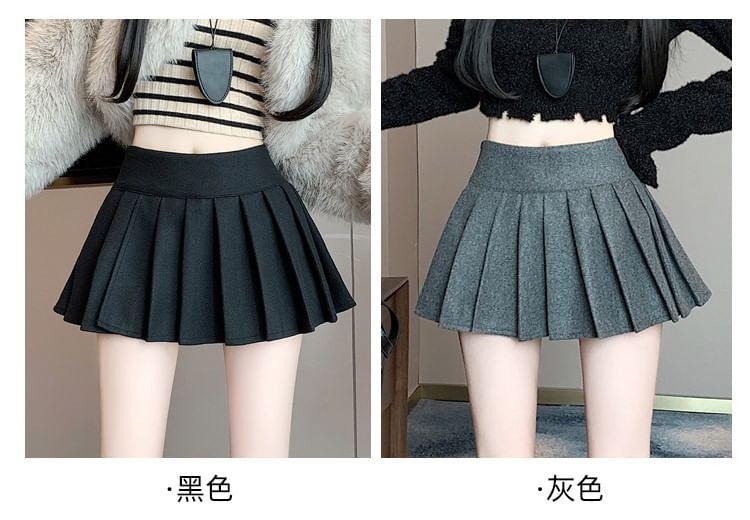 High Rise Pleated Mini A-Line Skirt Product Image