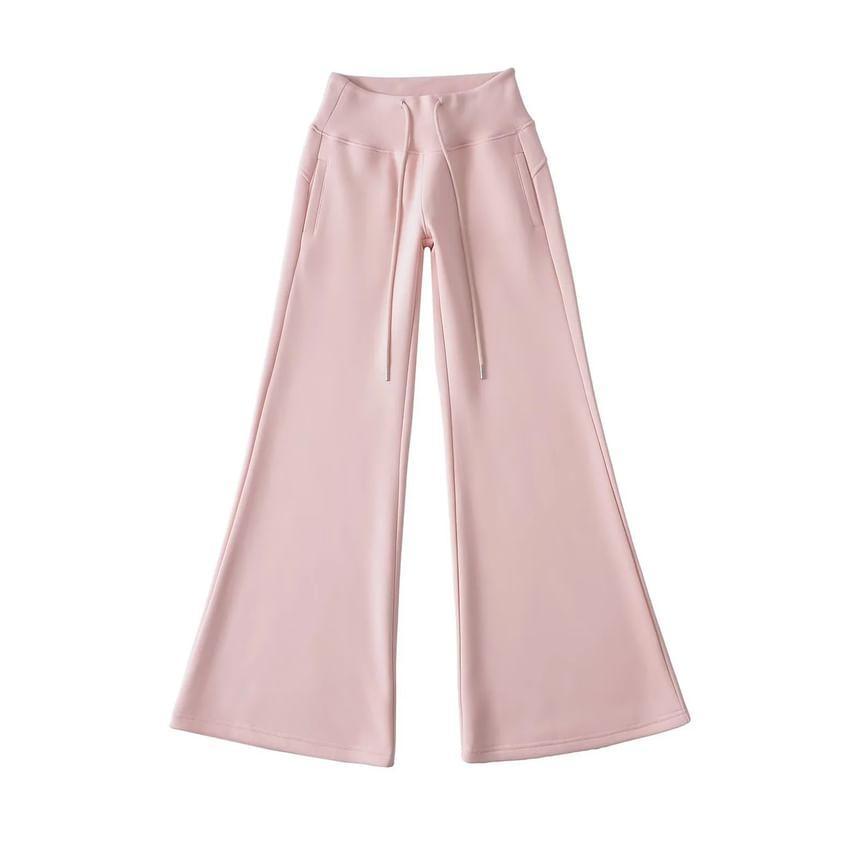 Drawstring Waist Plain Flared Sweatpants Product Image