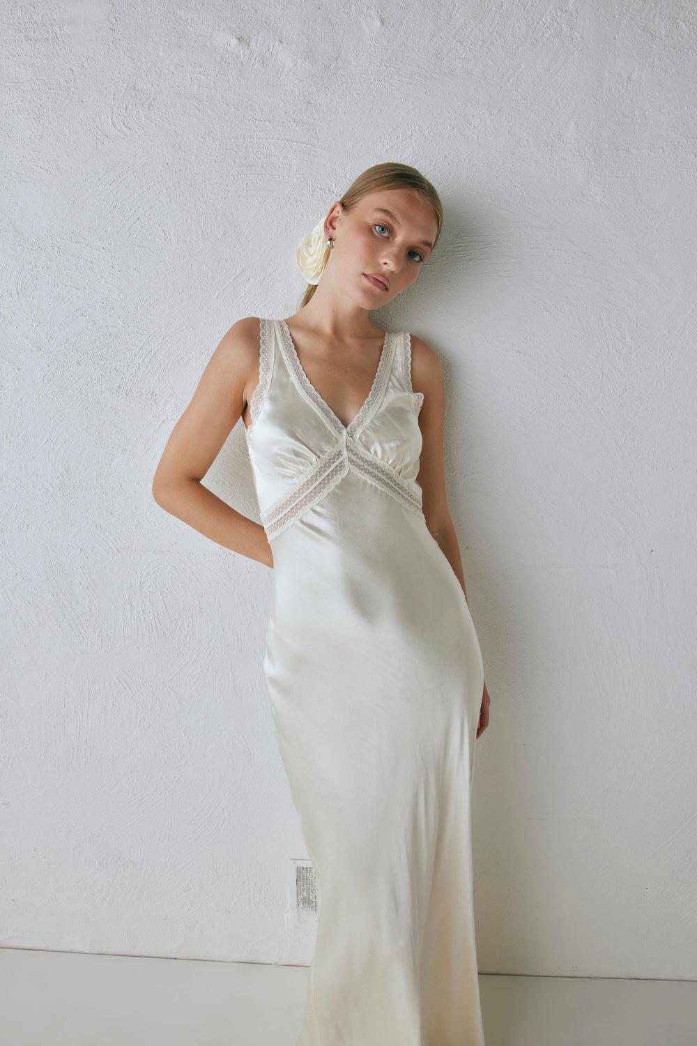 Meet Me On The Dance Floor Bias Cut Maxi Dress Cream Product Image