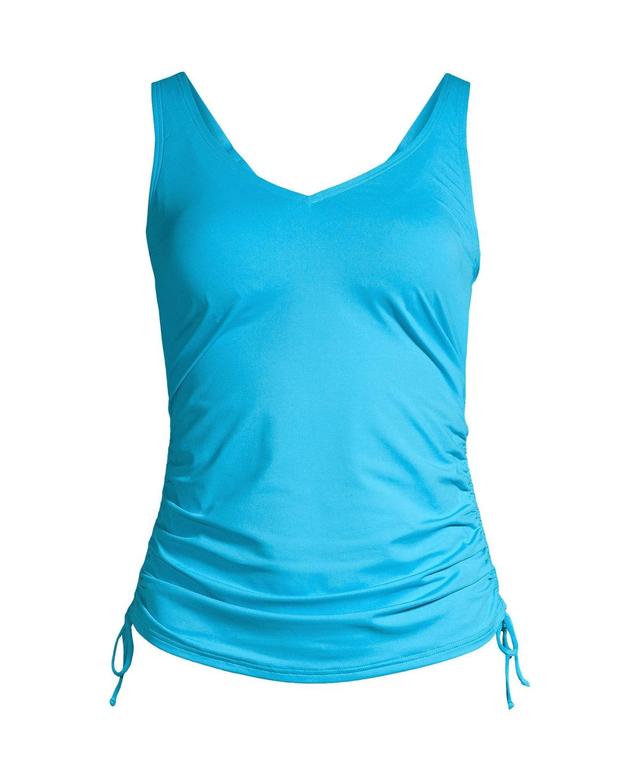 Womens Lands End Ruched UPF 50 Underwire D-Cup Tankini Top Beig/Green Product Image