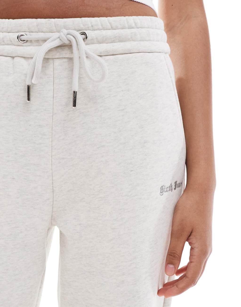 Sixth June embroidered logo straight leg sweatpants in gray Product Image