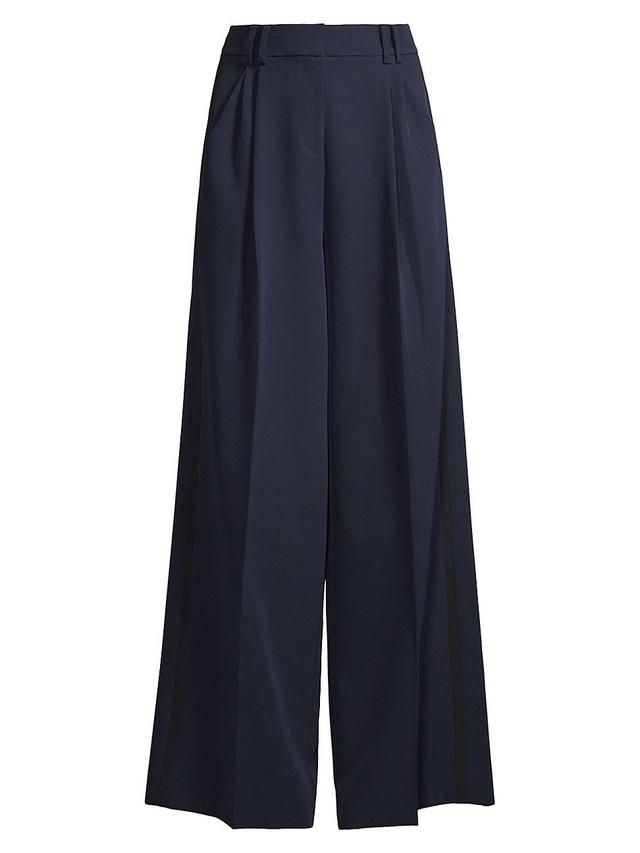 Womens Eliza Pleated Twill Wide-Leg Pants Product Image