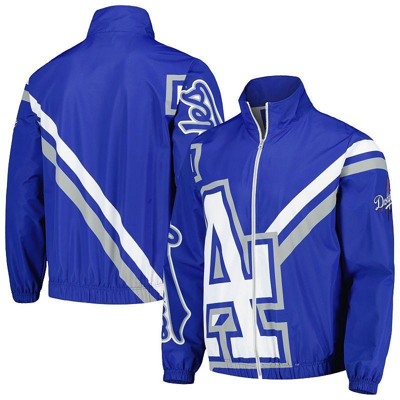 Mens Mitchell & Ness Royal Los Angeles Dodgers Exploded Logo Warm Up Full-Zip Jacket Product Image