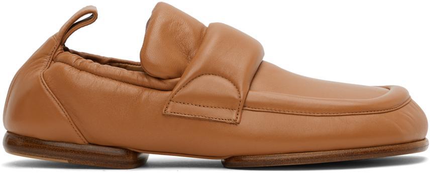 Tan Padded Loafers In Beige product image