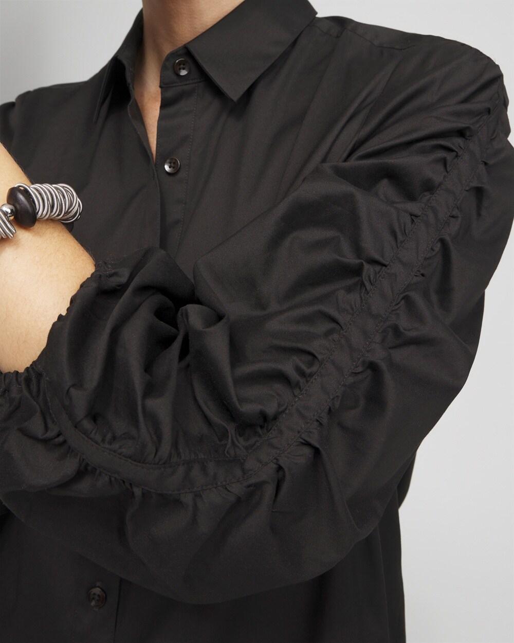 Poplin Ruched Sleeve Shirt Product Image