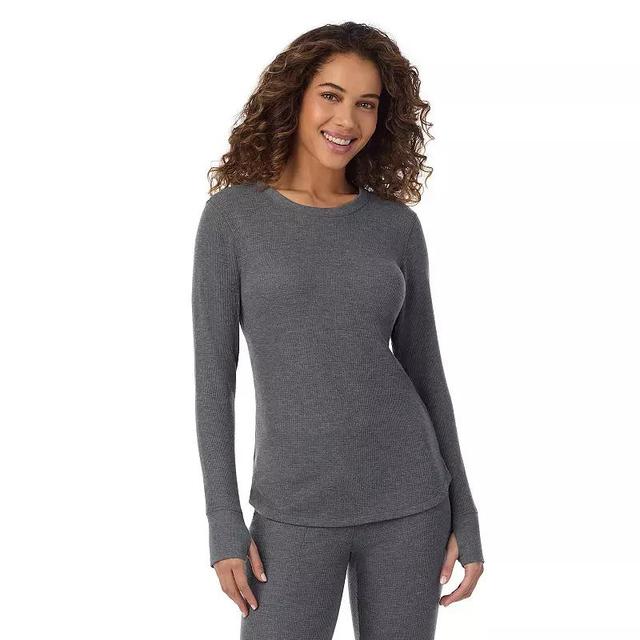 Womens Cuddl Duds Cozy Stretch Thermal Long Sleeve Crew Top Stone Gray Grey Product Image