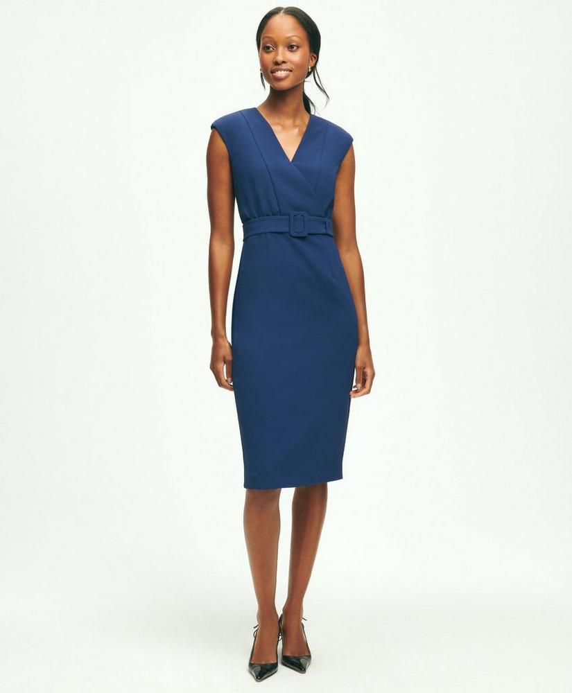 Fine Twill Crepe V-Neck Sheath Dress Product Image