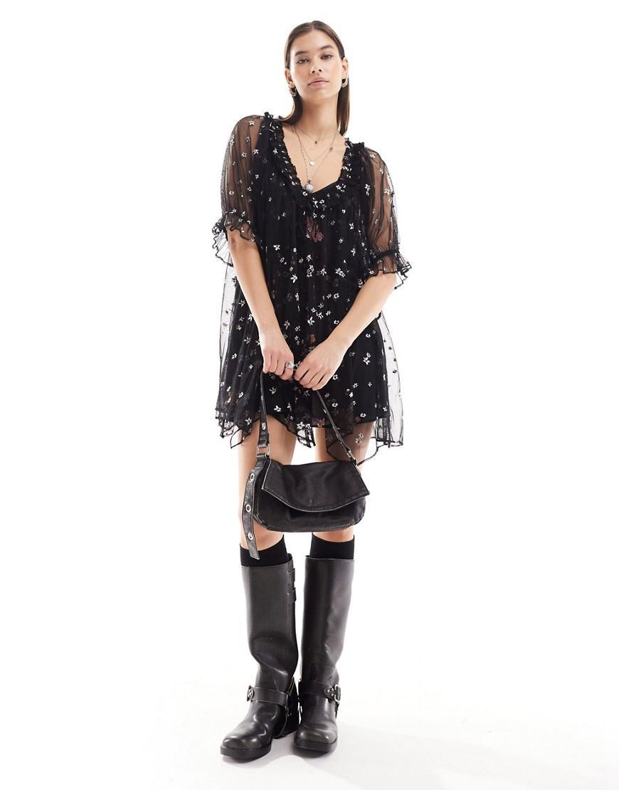 Free People With Love Mesh Mini Dress Size L, S. Product Image