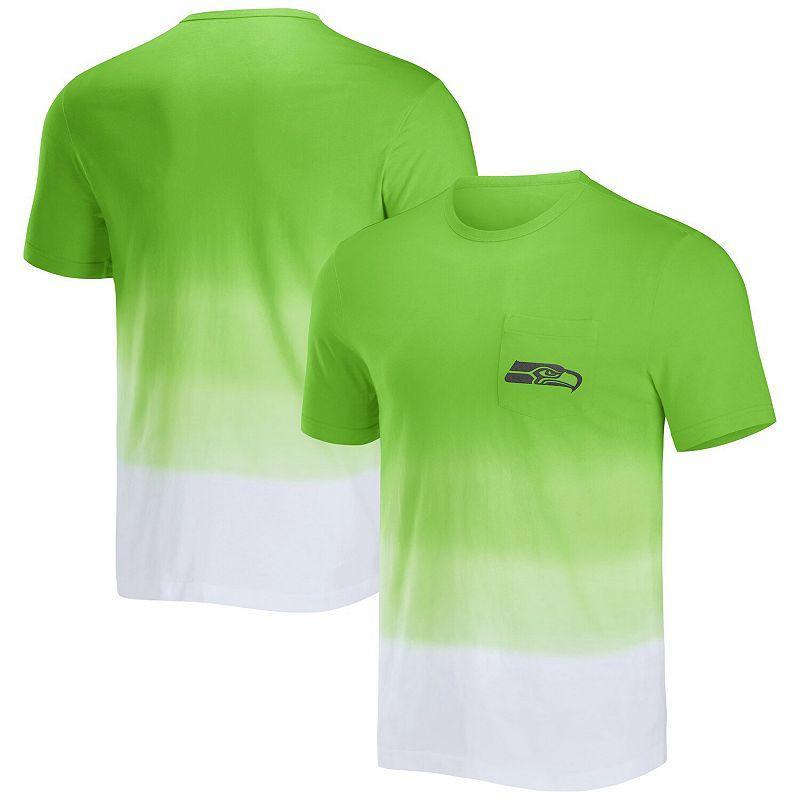 Mens NFL x Darius Rucker Collection by Fanatics Neon Green/White Seattle Seahawks Dip Dye Pocket T-Shirt Brt Green Product Image