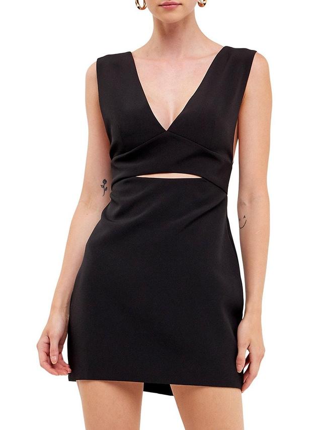 Womens V-Neckline Cut-Out Detail Mini Dress Product Image