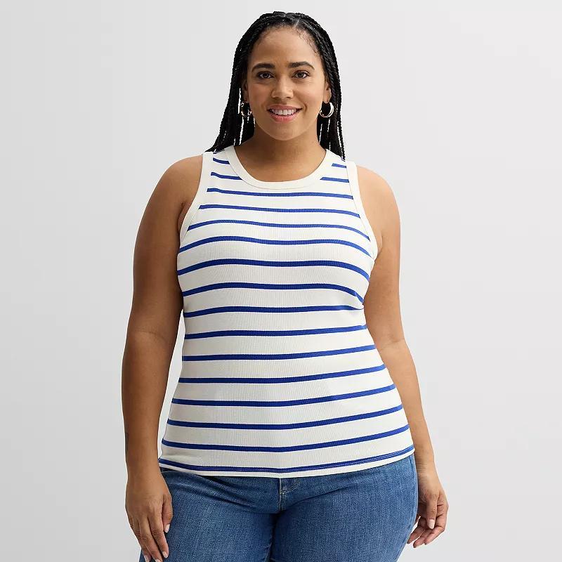 Plus Size Sonoma Goods For Life High Neck Ribbed Layering Tank Top, Womens Product Image