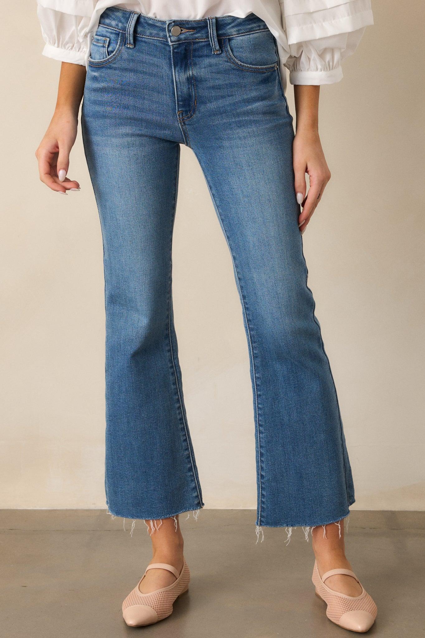 Nightfall Spark Medium Wash Cropped Flare Jeans Product Image