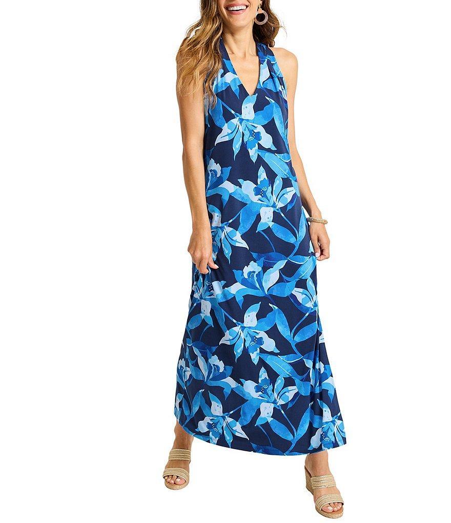 Tommy Bahama Sandy Seaside Brights Carmela Sheath Halter V-Neck Sleeveless Maxi Dress product image