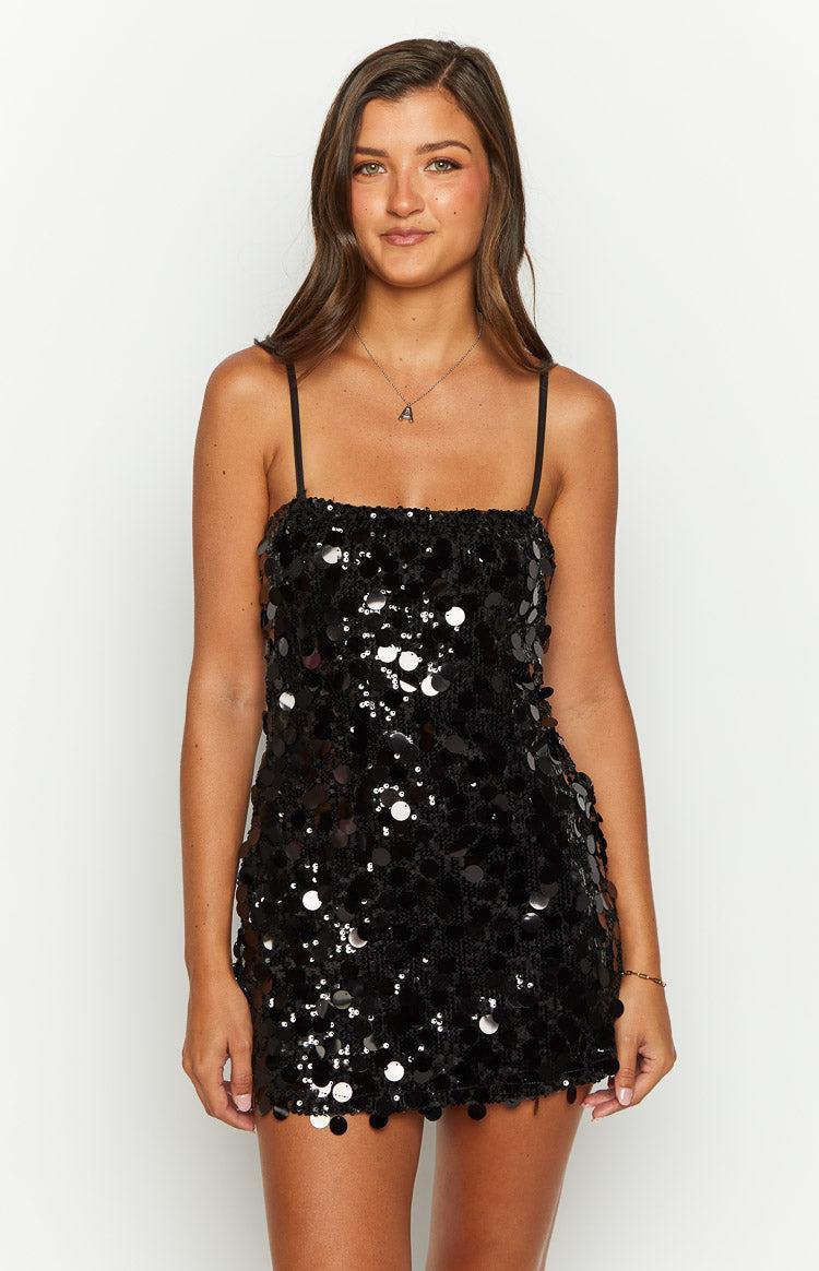 Radiant Black Sparkle Mini Dress Product Image