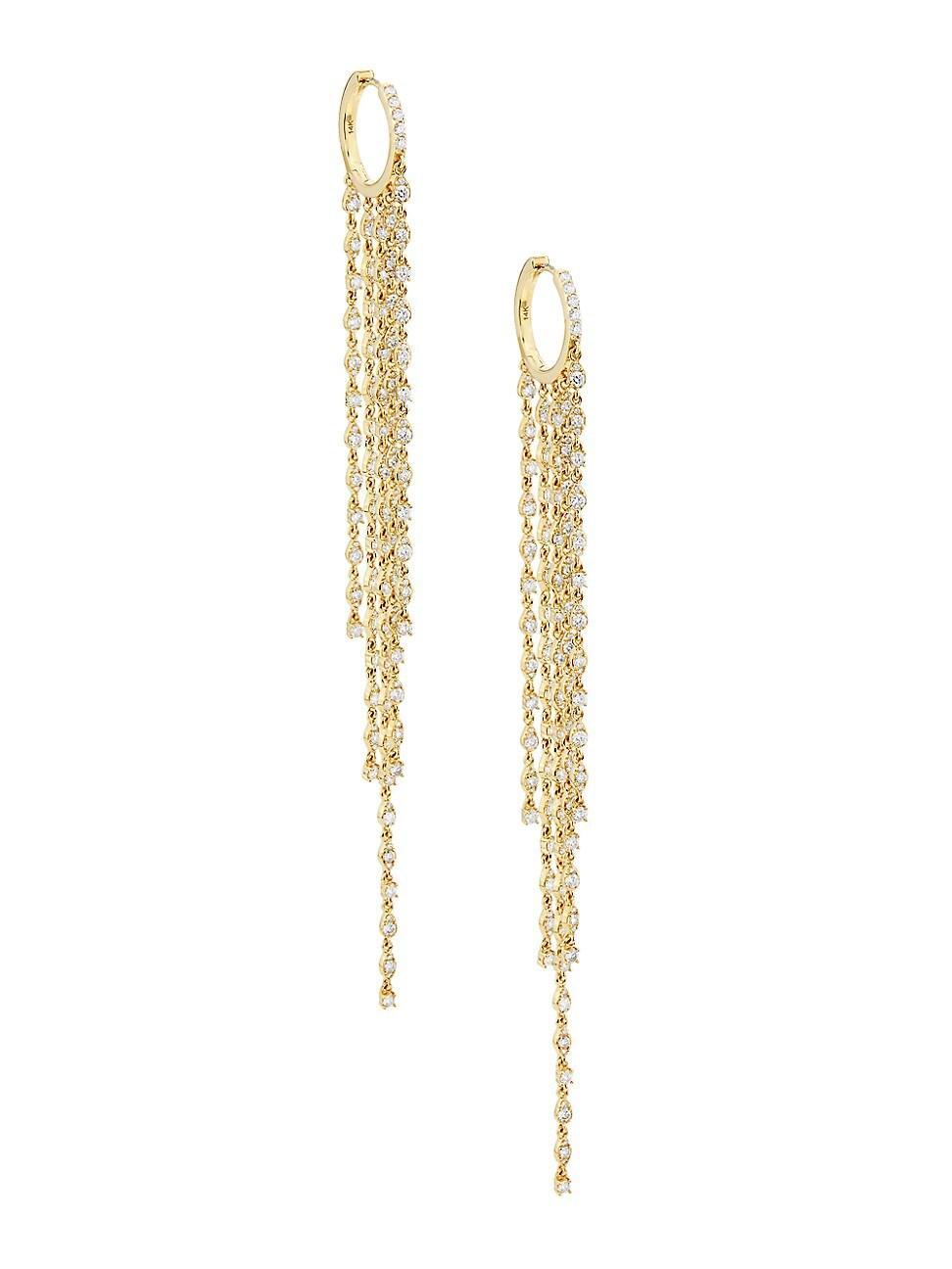 Womens 14K Yellow Gold & 3.41 TCW Diamond Drop Earrings Product Image