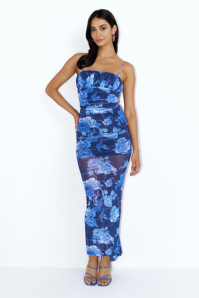 Blossom Mesh Maxi Dress Blue product image