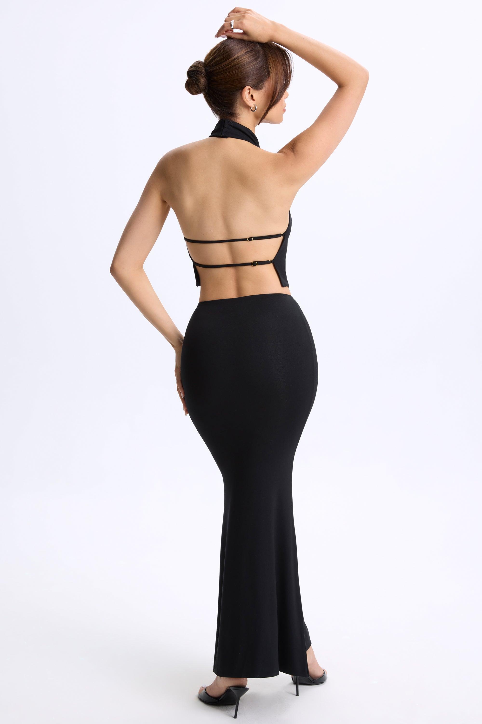 Low-Rise Maxi Skirt in Black Product Image