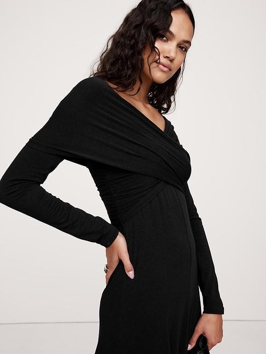 Luxe Wool-Blend Off-Shoulder Maxi Dress Product Image