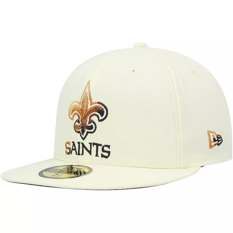 Mens New Era Cream New Orleans Saints Chrome Color Dim 59FIFTY Fitted Hat Product Image