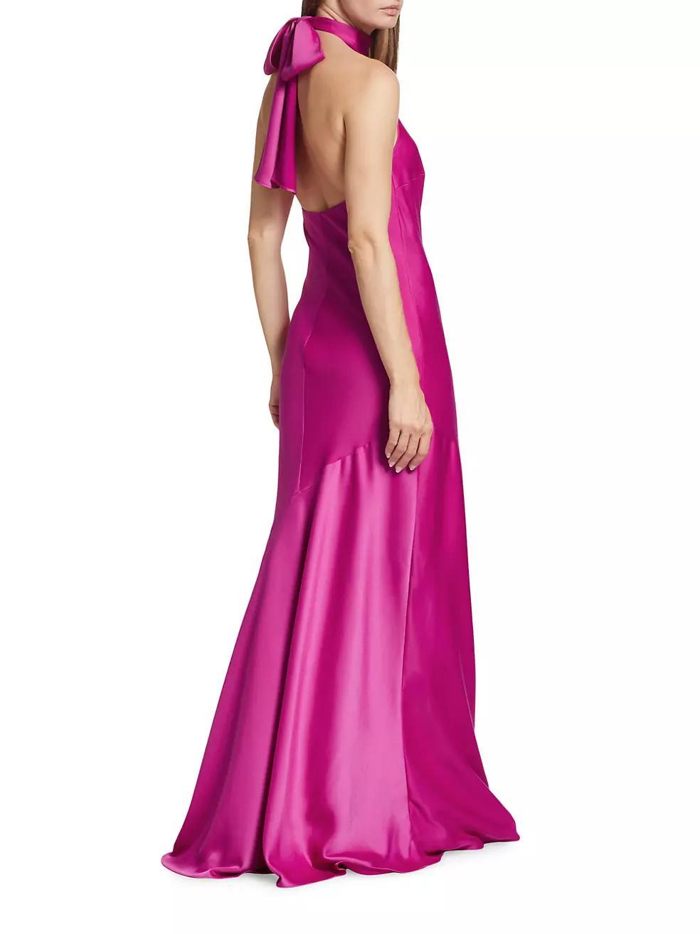 Caroline Satin Halter Gown Product Image