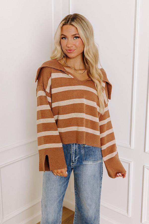 Fill Up Your Cup Stripe Sweater In Iced Mocha product image