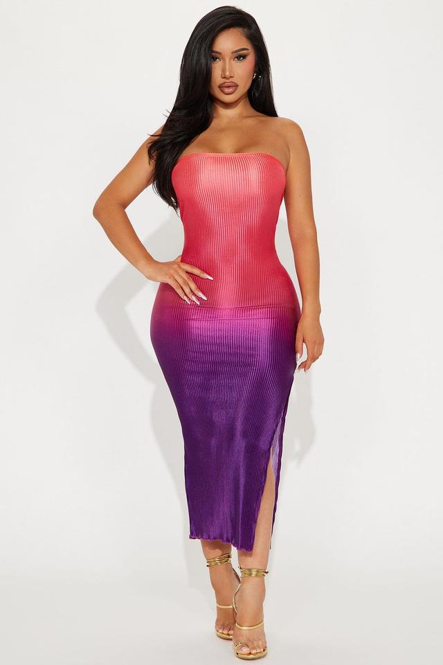 Ombre Effect Midi Dress - Purple/combo Product Image